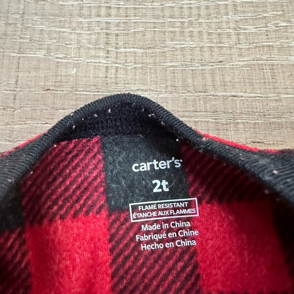 Carters Santa buffalo plaid footed pajamas - Picture 5 of 5